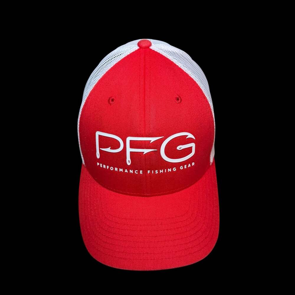 Columbia PFG Mesh Snapback Trucker Hat Red White